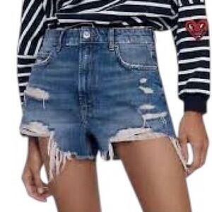 Zara The HW Jean Short in Distressed Denim Size 10 EUC